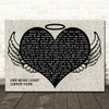 Linkin Park One More Light Heart Angel Wings Halo Memorial Song Lyric Wall Art Canvas Framed Print