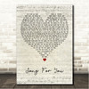 Lunatica Song For You Script Heart Song Lyric Wall Art Canvas Framed Print