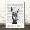 Lynyrd Skynyrd Simple Man Sketch Rock Fist Song Lyric Wall Art Canvas Framed Print