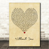 Luke Combs Without You Vintage Heart Song Lyric Wall Art Canvas Framed Print