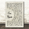 Luciano Pavarotti Core Ngrato Vintage Script Song Lyric Wall Art Canvas Framed Print