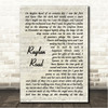 Luke Kelly Raglan Road Vintage Script Song Lyric Wall Art Canvas Framed Print