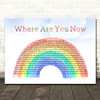Lost Frequencies & Calum Scott Where Are You Now Watercolour Rainbow & Clouds Song Lyric Wall Art Canvas Framed Print