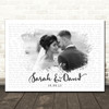 McLean My Name Landscape Smudge White Grey Wedding Photo Song Lyric Wall Art Canvas Framed Print