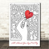McFly All About You Line Art Hand & Heart Song Lyric Wall Art Canvas Framed Print
