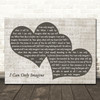 Mercy Me I Can Only Imagine Landscape Music Script Two Hearts Song Lyric Wall Art Canvas Framed Print