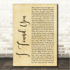 Nate Smith I Found You Rustic Script Song Lyric Wall Art Canvas Framed Print