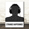Protoje Strange Happenings Black & White Man Headphones Song Lyric Wall Art Canvas Framed Print