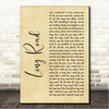 Pearl jam Long Road Rustic Script Song Lyric Wall Art Canvas Framed Print