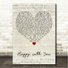 Paul McCartney Happy with You Script Heart Song Lyric Wall Art Canvas Framed Print