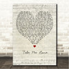 Phil Collins Take Me Home Script Heart Song Lyric Wall Art Canvas Framed Print