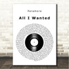 Paramore All I Wanted Vinyl Record Song Lyric Wall Art Canvas Framed Print