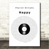 Pharrell Williams Happy Vinyl Record Song Lyric Wall Art Canvas Framed Print