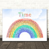 Pink Floyd Time Watercolour Rainbow & Clouds Song Lyric Wall Art Canvas Framed Print