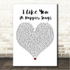 Post Malone I Like You (A Happier Song) White Heart Song Lyric Wall Art Canvas Framed Print