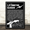 Rainbow L.A. Connection Black & White Guitar Lightening Rock Song Lyric Wall Art Canvas Framed Print