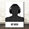 Rascal Flatts My Wish Black & White Man Headphones Song Lyric Wall Art Canvas Framed Print