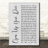 Richard Hawley Open Up Your Door Grey Rustic Script Song Lyric Wall Art Canvas Framed Print