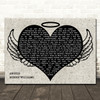 Robbie Williams Angels Heart Angel Wings Halo Memorial Song Lyric Wall Art Canvas Framed Print