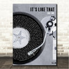 RunDMC Its Like That Rustic Grey Blue Vinyl Record Song Lyric Wall Art Canvas Framed Print