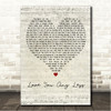 RagnBone Man Love You Any Less Script Heart Song Lyric Wall Art Canvas Framed Print
