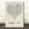 Red Sovine Daddys Girl Script Heart Song Lyric Wall Art Canvas Framed Print