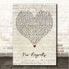 Robbie Williams No Regrets Script Heart Song Lyric Wall Art Canvas Framed Print