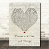 Ryan Mack Forever and Ever and Always Script Heart Song Lyric Wall Art Canvas Framed Print