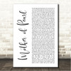 Roxy Music Mother of Pearl White Script Song Lyric Wall Art Canvas Framed Print