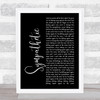 Seether Sympathetic Black Script Song Lyric Print