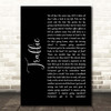 Stereophonics Traffic Black Script Song Lyric Print