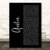 Blake Shelton Austin Black Script Song Lyric Print