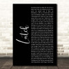 Disclosure Latch Black Script Song Lyric Print