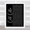 Ed Sheeran Cold Coffee Black Script Song Lyric Print