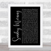 Maroon 5 Sunday Morning Black Script Song Lyric Wall Art Print