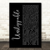 Sia Unstoppable Black Script Song Lyric Wall Art Print