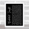 Eric Clapton Wonderful Tonight Black Script Song Lyric Wall Art Print