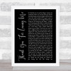 Bon Jovi Thank You For Loving Me Black Script Song Lyric Quote Print
