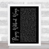 Westlife Flying Without Wings Black Script Song Lyric Quote Print
