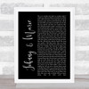 Up & Running Johnny & Marie Black Script Song Lyric Print