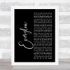 Coldplay Everglow Black Script Song Lyric Print