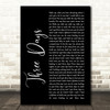 Pat Green Three Days Black Script Song Lyric Print