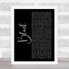 Pearl Jam Black Black Script Song Lyric Print