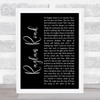 Van Morrison Raglan Road Black Script Song Lyric Print