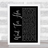 Wait For Her Black Script Song Lyric Quote Print