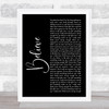 Cher Believe Black Script Song Lyric Quote Music Print