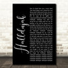 Leonard Cohen Hallelujah Black Script Song Lyric Quote Music Print