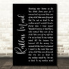 Stereophonics Restless Mind Black Script Song Lyric Quote Music Print