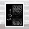 Roy Orbison In Dreams Black Script Song Lyric Quote Print