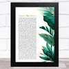 Luther Vandross Never Too Much Gold Green Botanical Leaves Side Script Song Lyric Music Art Print